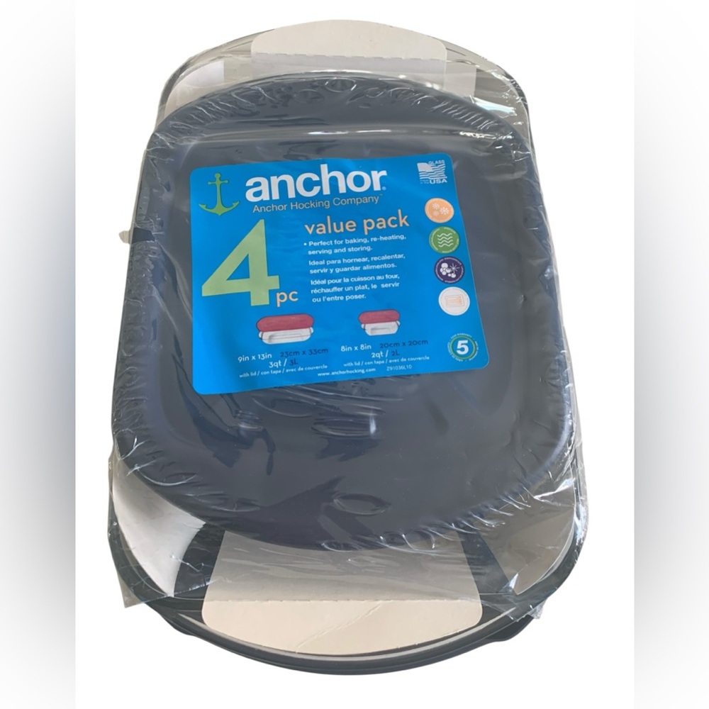 Anchor Hocking Blue 4-Piece Value Pack Glass Baking Set